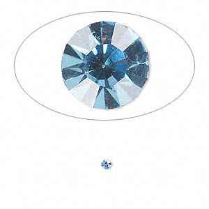 Chaton, glass rhinestone, light sapphire blue, foil back, 1.9-2.0mm faceted round, PP13. Sold per pkg of 72.