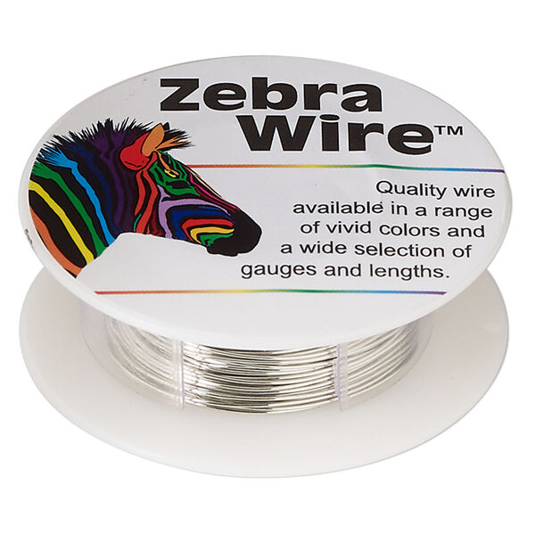 Wire, Zebra Wire™, tinned copper, silver color, round, 24 gauge. Sold per 20-yard spool. image number 0
