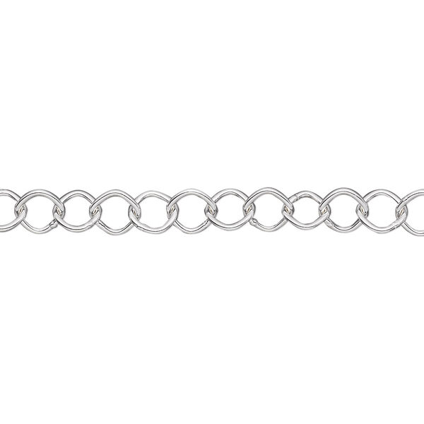 Chain, sterling silver, 5mm diamond cable. Sold per pkg of 5 feet. image number 0