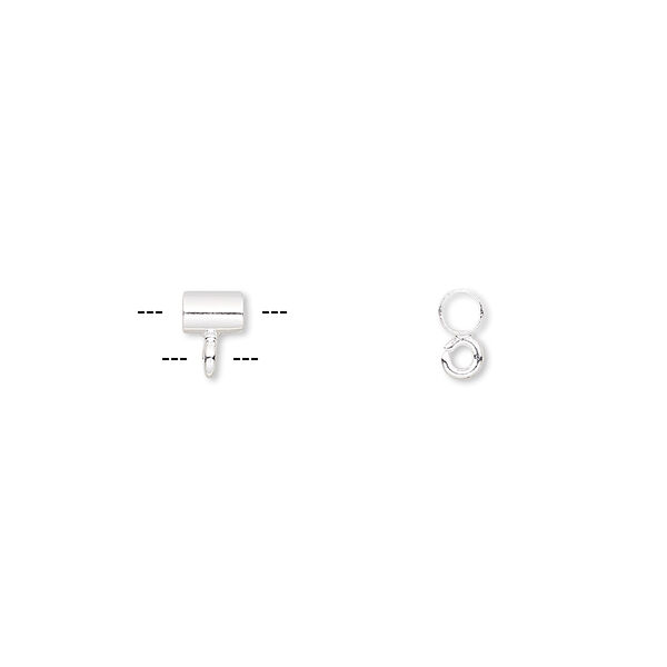 Bead, silver-plated brass, 4x3mm round tube with open loop. Sold per pkg of 10. image number 0