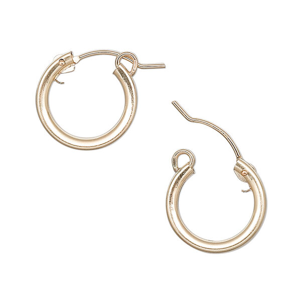 Earring, 14Kt gold-filled, 15mm flexible round hoop with latch-back closure. Sold per pair. image number 0