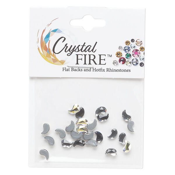 Flat back mix 1pkg24 crystal AB and black diamond, Crystal FIRE&reg;, 6x3.7mm hotfix paisley X & Y image number 0