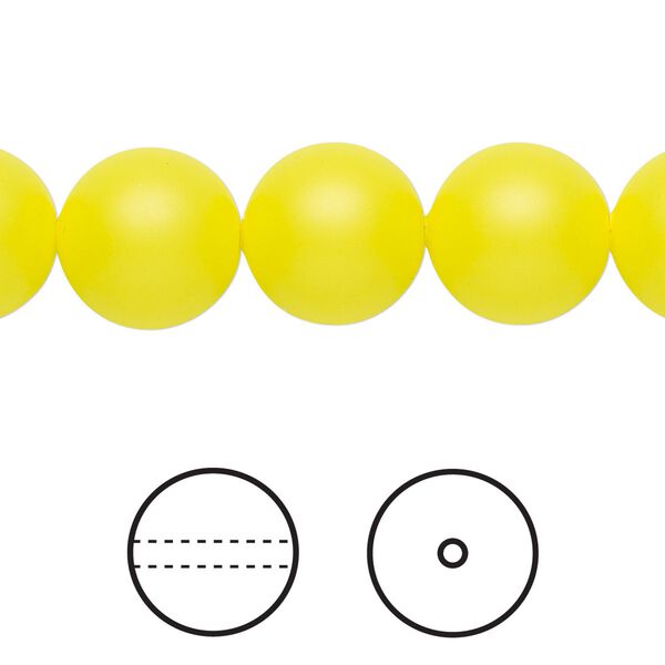 Pearl 10pk neon yellow, Crystal Passions® 12mm round 5811 image number 0