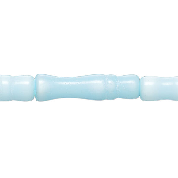 Bead, cat's eye glass (fiber optic glass), sky blue, 25x6mm-26x7mm bamboo. Sold per 15-inch strand, approximately 15 beads. image number 0