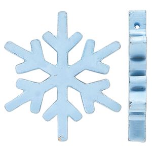 Focal, painted mango wood, sky blue, 38x33mm side-drilled snowflake. Sold per pkg of 2.