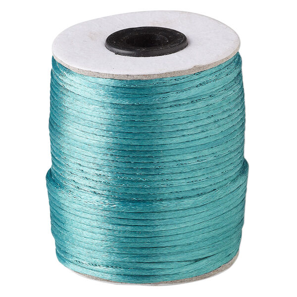 Cord, Satinique™, satin, dark mint, 2mm. Sold per 200-foot spool. image number 0