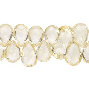Citrine 1pkg1, hand-cut top-drilled faceted puffed teardrop bead 8 inch 9x6mm-12x9mm