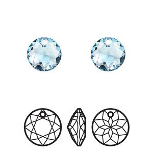 Drop 2pk aquamarine, Crystal Passions® 10mm pendant classic cut 6430