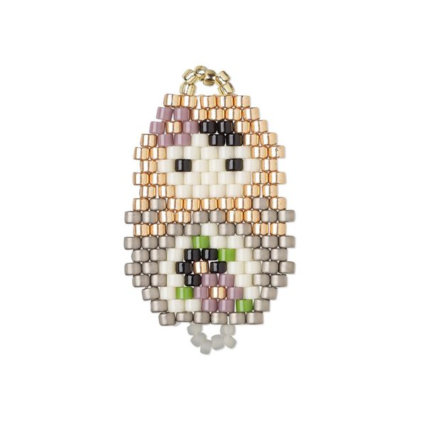 Link, Creative Touch, glass, copper / green / cream, 24x18mm double-sided doll. Sold individually. image number 0