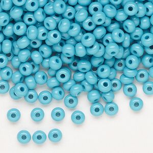 Seed bead, Preciosa Ornela Czech glass, pkg/500g, #6 rocaille, opaque turquoise blue, (63030).