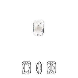 Drop 72pk crystal, Swarovski® 9x6mm pendant emerald cut 6435