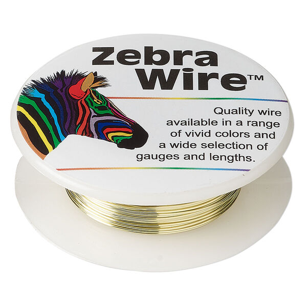 Wire, Zebra Wire™, color-coated copper, champagne gold, round, 24 gauge. Sold per 20-yard spool. image number 0
