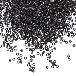 Seed bead, Delica®, glass, pkg/50g, #11 round, transparent silver-lined dark olive (DB-0606).