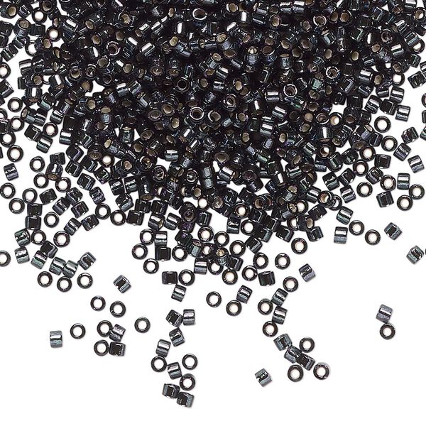 Seed bead, Delica®, glass, pkg/50g, #11 round, transparent silver-lined dark olive (DB-0606). image number 0