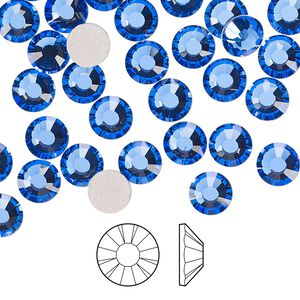 Flat back 24pk sapphire foil back, Preciosa MAXIMA Czech crystal hotfix rhinestone 6.3-6.5mm chaton rose round SS30