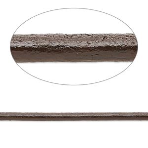Cord, Ellada Leather™, Greek leather (dyed), dark brown, 2.5mm round. Sold per pkg of 3 yards.