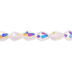 Bead Celestial Crystal® 1pkg60, 8x6mm teardrop / 66 facets, translucent pink AB