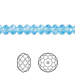 Bead 144pk aquamarine, Crystal Passions® 6x4mm rondelle 5040
