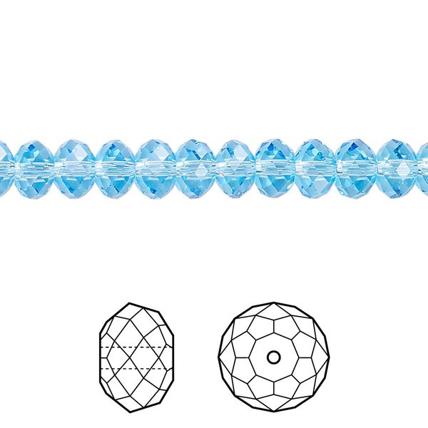 Bead 144pk aquamarine, Crystal Passions® 6x4mm rondelle 5040 image number 0