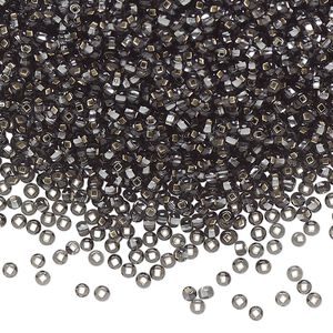 Seed bead, Preciosa Ornela Czech glass, pkg/50g, #11 rocaille, transparent silver-lined grey, (47010).