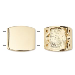 Spacer, gold-finished "pewter" (zinc-based alloy), 17x16mm 2-strand rectangle, fits up to 8mm bead. Sold individually.
