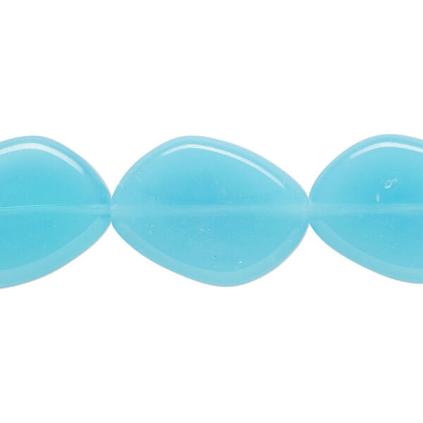 Bead, glass, translucent light blue, 21x16mm flat rhombus. Sold per 15-1/2 to 16-inch strand. image number 0