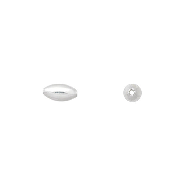 Bead, silver-plated brass, 8x4mm oval. Sold per pkg of 100. image number 0