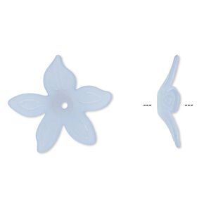 Component, acrylic, frosted light blue, 25x5mm flower. Sold per pkg of 50.