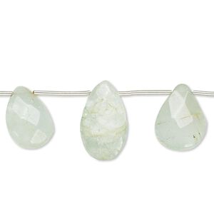 Green aquamarine 1pkg12, hand-cut top-drilled faceted puffed teardrop bead 12x9mm-17x11mm