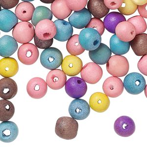 Bead mix, wood (dyed/waxed), mixed colors, 5mm round. Sold per 2 ounce pkg, approximately 950 beads.
