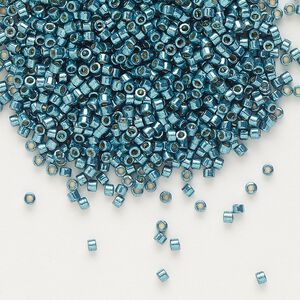 Seed bead, Delica®, glass, pkg/7.5g, #11 round, Duracoat® opaque galvanized dark seafoam (DB-1847).