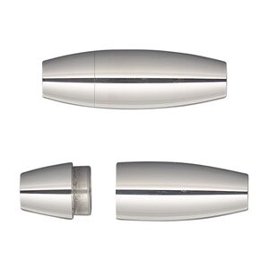 Clasp magnetic 1pkg1, 30x10mm barrel / fits 5mm cord, stainless steel 1-strand