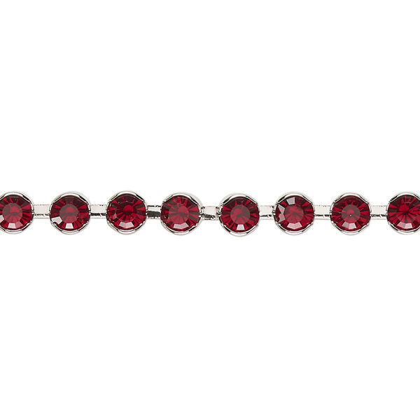 Cupchain, Vintage Crystal™, imitation rhodium-plated brass, Siam, 4.4mm round. Sold per 1-meter section. image number 0