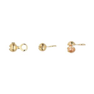Bead tip, gold-plated brass, 7x3mm side clamp-on with closed loop. Sold per pkg of 100.