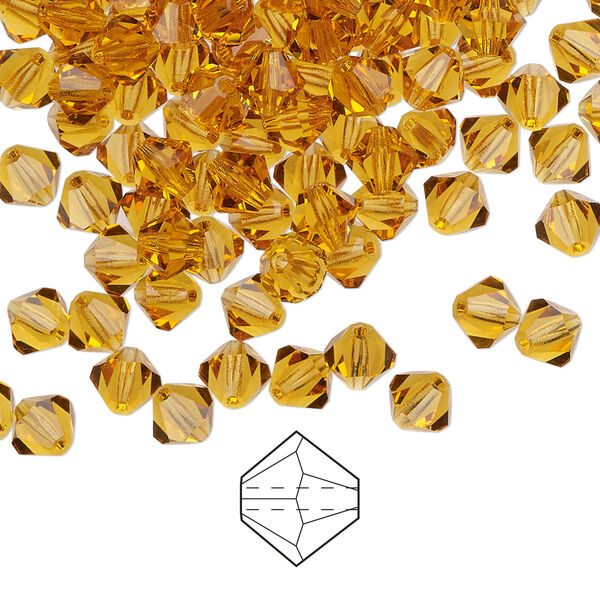 Bead 144pk topaz, Preciosa Czech crystal 5mm bicone image number 0