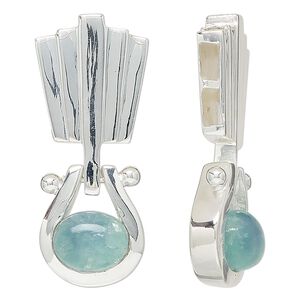 Pendant, apatite (natural) and sterling silver, 40x17mm. Sold individually.