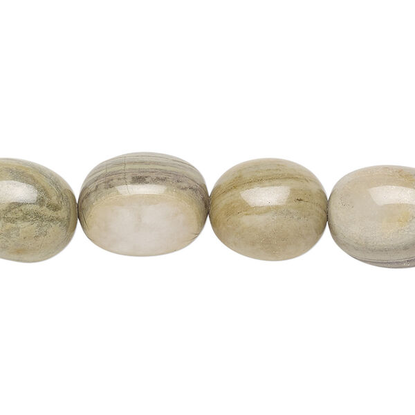 Bead, silver mist jasper (natural), large nugget, Mohs hardness 6-1/2 to 7. Sold per 8-inch strand, approximately 10 beads. image number 0