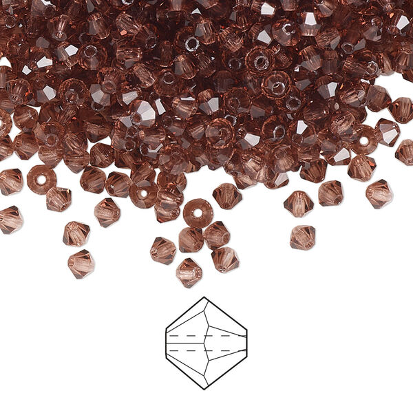 Bead 144pk light burgundy, Preciosa Czech crystal 3mm bicone image number 0
