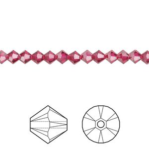 Bead 48pk ruby, Crystal Passions® 4mm bicone 5328