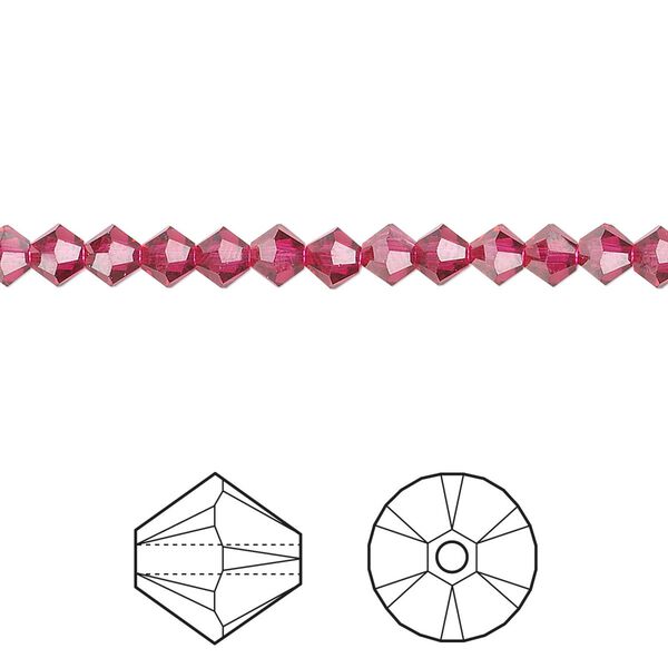Bead 48pk ruby, Crystal Passions® 4mm bicone 5328 image number 0