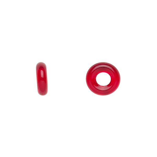 Bead, Czech pressed glass, ruby red, 9.5x3mm ring. Sold per pkg of 50. image number 0