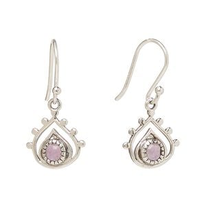 Earring, Create Compliments®, antiqued sterling silver and amethyst (natural), fishhook, 26.5mm with 13x12.5mm single-sided open teardrop, 21 gauge. Sold per pair.