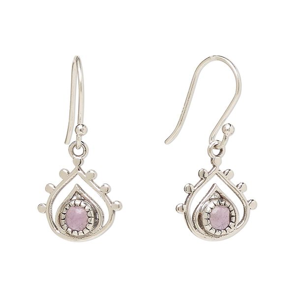 Earring, Create Compliments®, antiqued sterling silver and amethyst (natural), fishhook, 26.5mm with 13x12.5mm single-sided open teardrop, 21 gauge. Sold per pair. image number 0