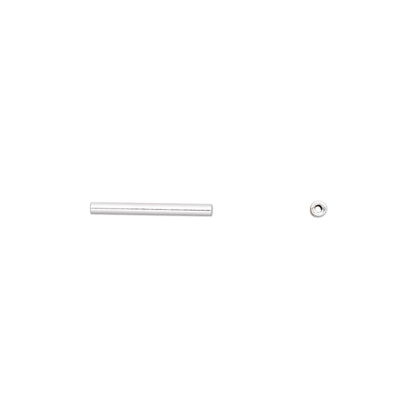 Bead, sterling silver, 12x1.5mm tube. Sold per 1/4 troy ounce pkg, approximately 50 beads. image number 0