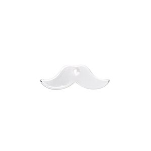 Charm, silver-finished steel, 20x7mm mustache. Sold per pkg of 10.