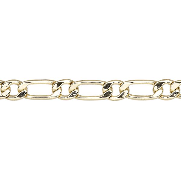 Chain, gold-plated brass, 5mm long and short flat oval. Sold per pkg of 5 feet. image number 0