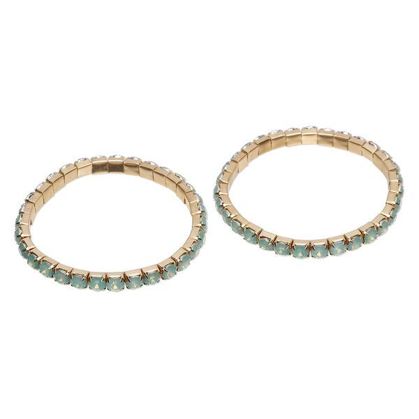 Bracelet, stretch, acrylic and gold-finished steel, frosted green, 6-7mm wide, 7-1/2 inches. Sold per pkg of 2. image number 0