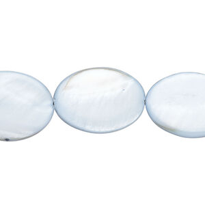 Mother-of-pearl shell 1pkg1, flat oval bead 15 inch light blue 20x15mm