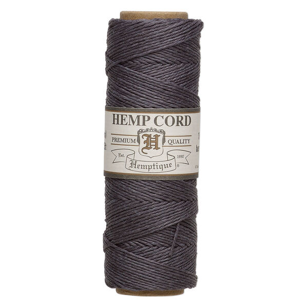 Cord, Hemptique®, polished hemp, grey, 0.5mm, 10-pound test. Sold per 205-foot spool. image number 0