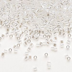 Seed bead, Delica®, glass, pkg/250g, #15 round, translucent luster crystal clear (DBS-0050).